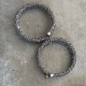 Swarovski crystal dust bangle ( or choker)- gun metal